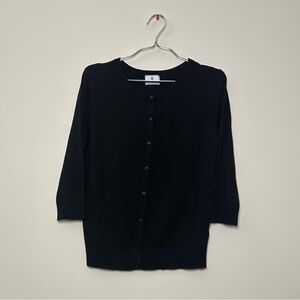 Susina Button-Up Cardigan Sweater Classic Knit Black Size S